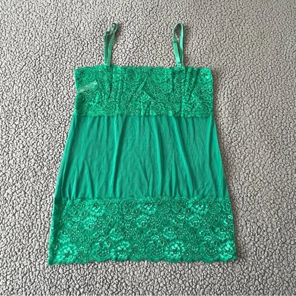 Kissable by Coquette Other - Women’s Kissable by Coquette Green Lace Mesh Tube Slip Dress Lingerie Pajama XL